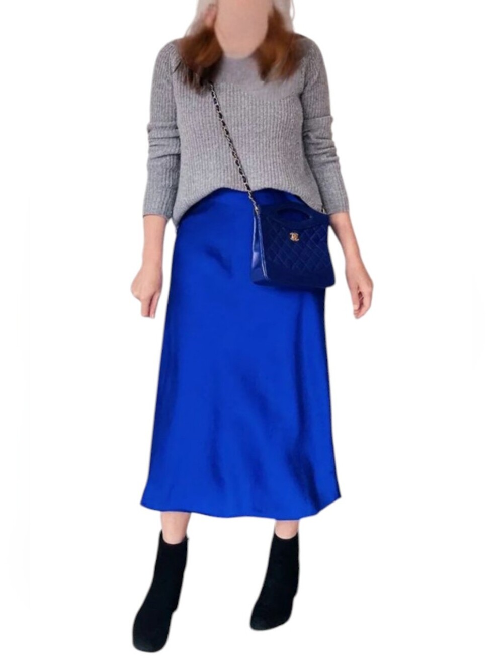 J Crew Blue Satin Midi Skirt  Classic Women's Slip Skirt Size Small NWT       55
